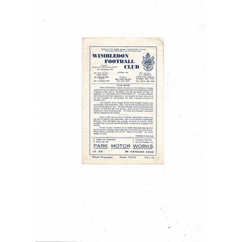 Wimbledon Home Football Programmes