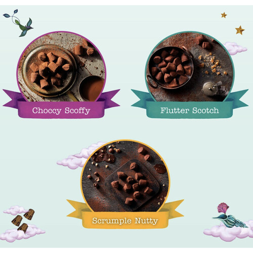 Monty Bojangles Cocoa Dusted Truffles Gift Tower - Choccy Scoffy, Scrumple Nutty, Flutter Scotch 3 x 100g Pack