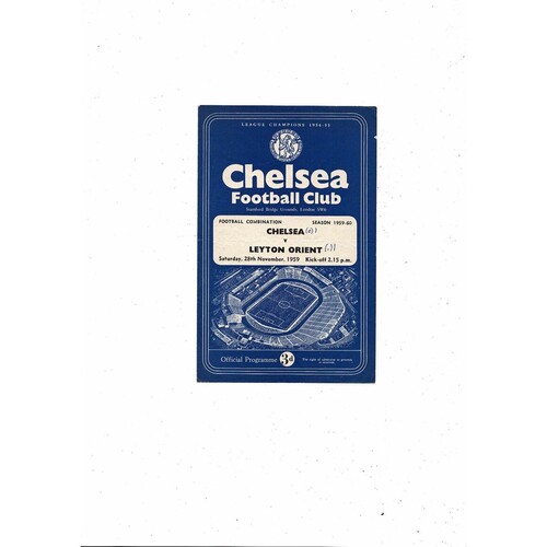 Chelsea v Leyton Orient Football Combination Programme 1959/60