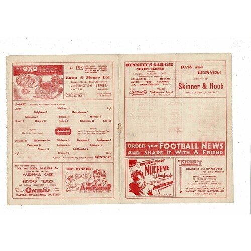 1947/48 Nottingham Forest v Brentford Football Programme