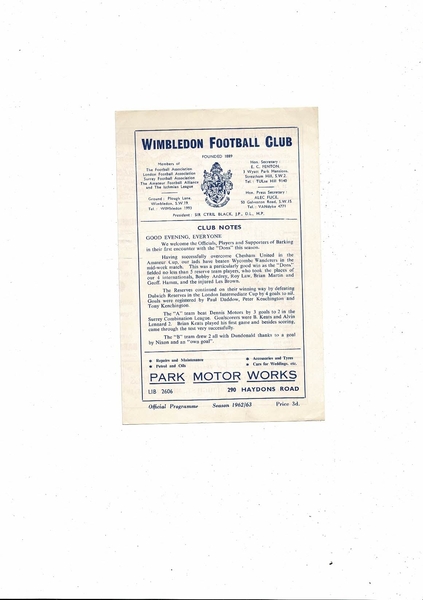 Latest Football Programmes Listed today