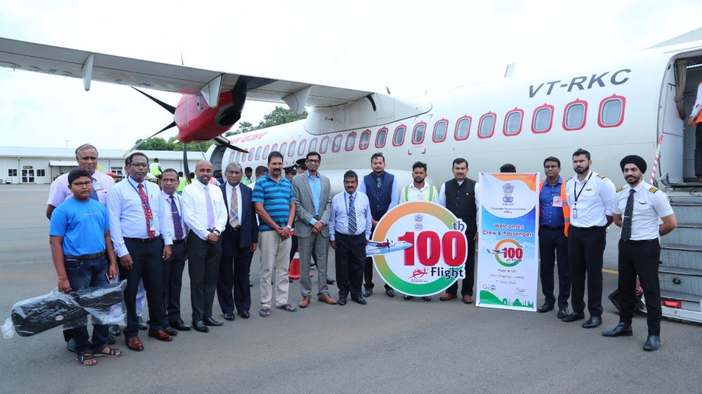 சென்னையிலிருந்து யாழ்ப்பாணத்திற்கு 100 வது அலையன்ஸ் ஏர் விமானம்