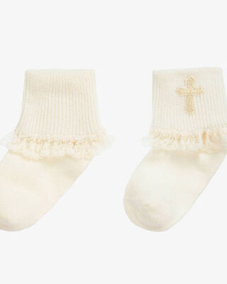 Christening Socks with Frill - Ivory