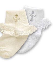 Christening Socks with Frill - White