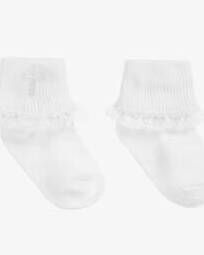 Christening Socks with Frill - White