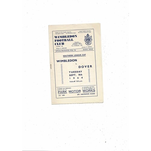 Wimbledon Home Football Programmes