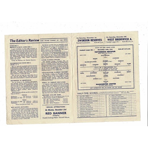 1956/57 Tottenham Hotspur v Manchester United Football Programme