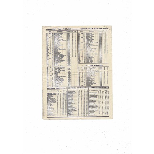 1956/57 Tottenham Hotspur v Manchester United Football Programme