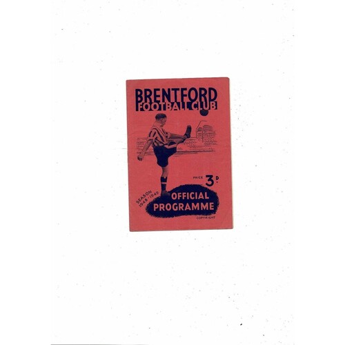 1948/49 Brentford v Coventry City Football Programme