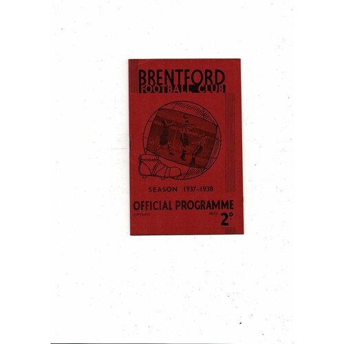 1937/38 Brentford v Stoke City Football Programme