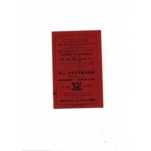 1937/38 Brentford v Stoke City Football Programme