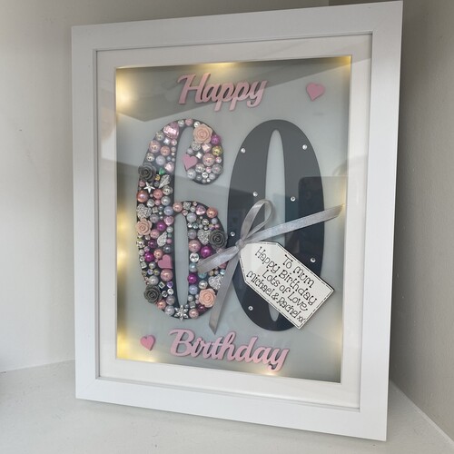 LED Happy 60 th birthday frame