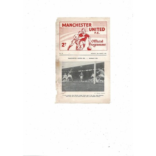 Manchester United v Aston Villa Central League Football Programme 1961/62