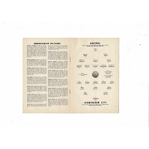 1958/59 Arsenal v Birmingham City Football Programme