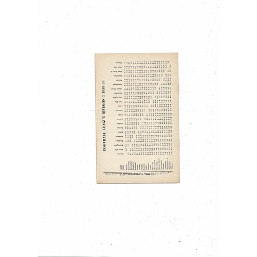 1958/59 Arsenal v Birmingham City Football Programme