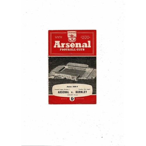 1958/59 Arsenal v Burnley Football Programme
