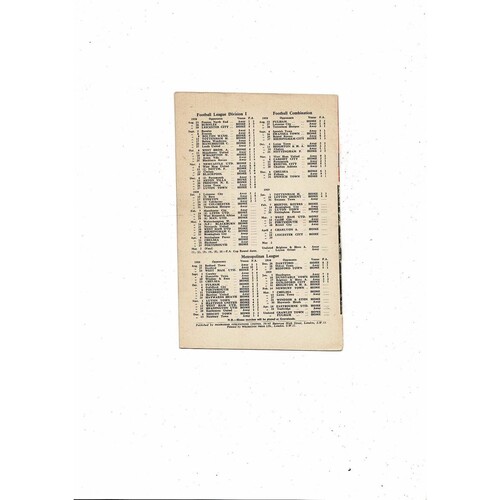 1958/59 Arsenal v Colchester United FA Cup Replay Football Programme