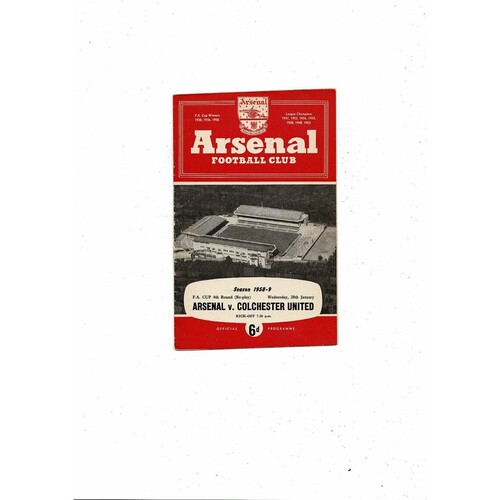 1958/59 Arsenal v Colchester United FA Cup Replay Football Programme
