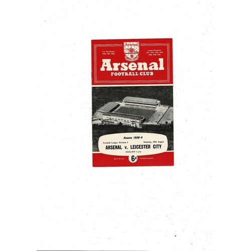 1958/59 Arsenal v Leicester City Football Programme