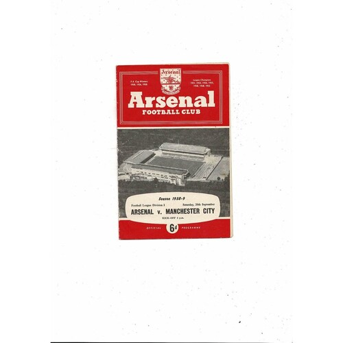 1958/59 Arsenal v Manchester City Football Programme