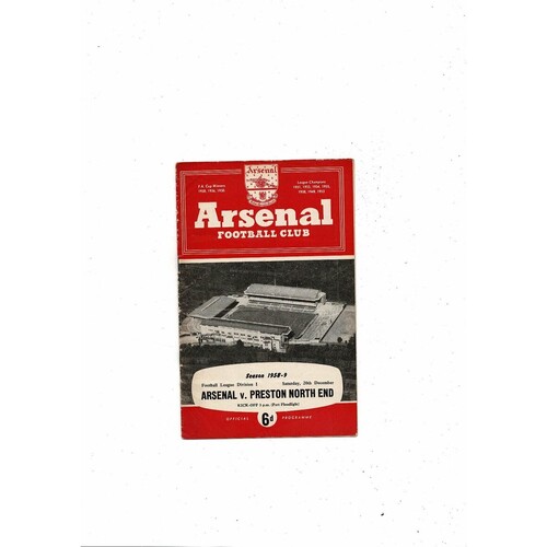 1958/59 Arsenal v Preston Football Programme