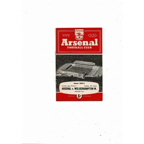 1958/59 Arsenal v Wolves Football Programme