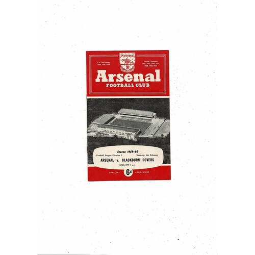 1959/60 Arsenal v Blackburn Rovers Football Programme