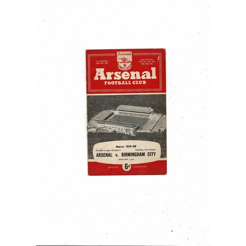 1959/60 Arsenal v Birmingham City Football Programme