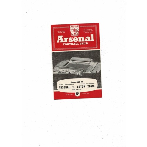 1959/60 Arsenal v Luton Town Football Programme