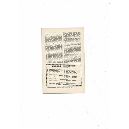 1959/60 Arsenal v Luton Town Football Programme