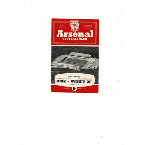 1959/60 Arsenal v Manchester City Football Programme