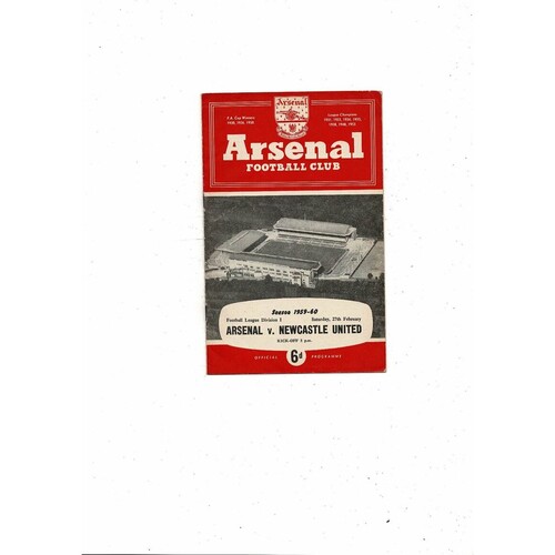 1959/60 Arsenal v Newcastle United Football Programme