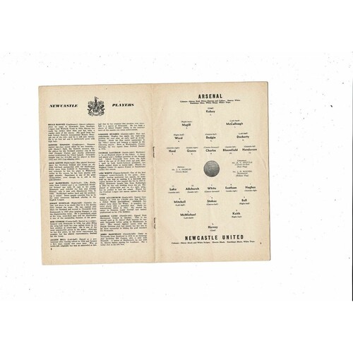 1959/60 Arsenal v Newcastle United Football Programme