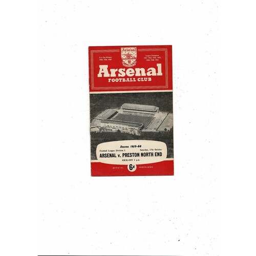1959/60 Arsenal v Preston Football Programme