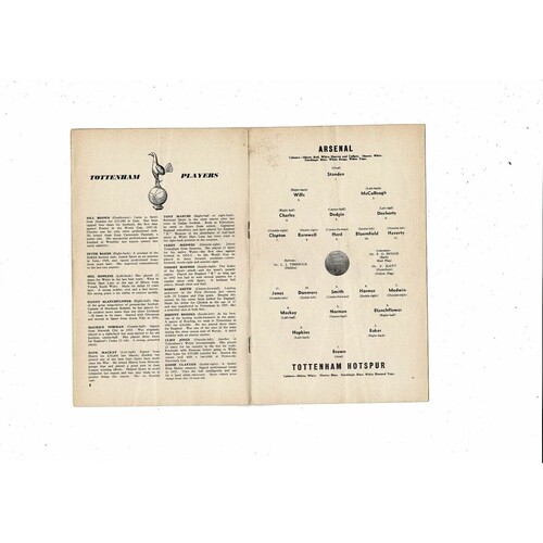 1959/60 Arsenal v Tottenham Hotspur Football Programme
