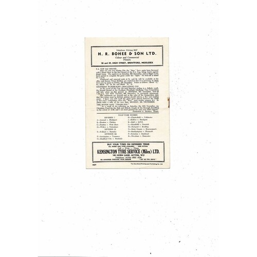 1958/59 Brentford v Bury Football Programme