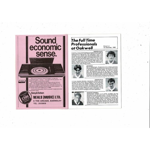 Barnsley who's who Christmas 1980