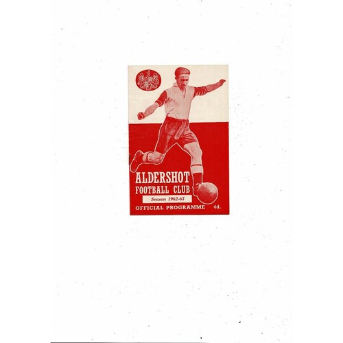 1962/63 Aldershot v Brentford Football Programme