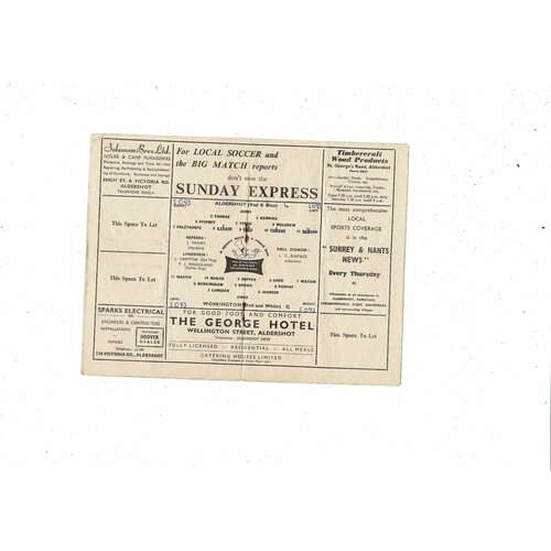 1963/64 Aldershot v Workington Football Programme