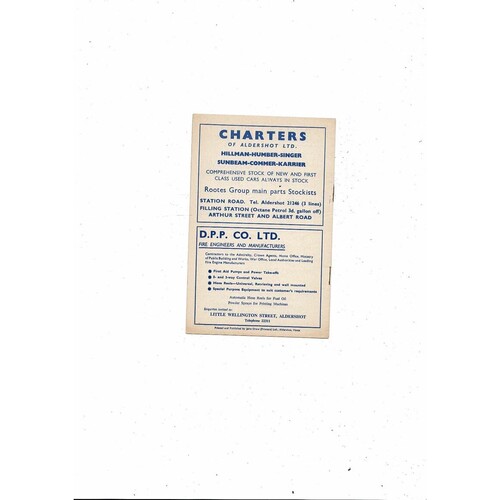 1963/64 Aldershot v Doncaster Rovers Football Programme