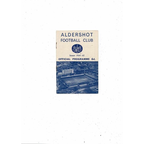 1964/65 Aldershot v Bradford City Football Programme