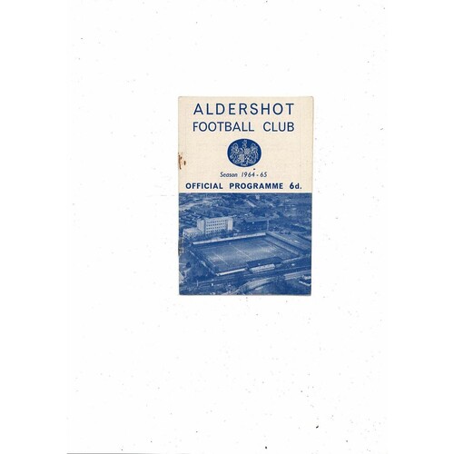 1964/65 Aldershot v Halifax Town Football Programme