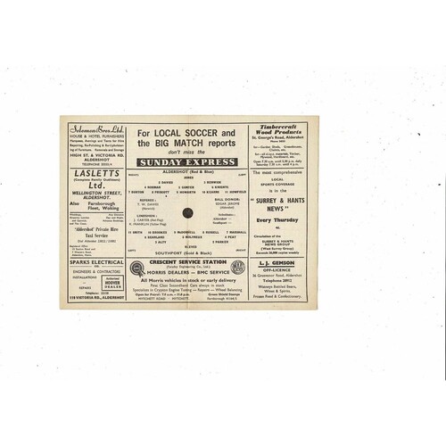 1965/66 Aldershot v Southport Football Programme