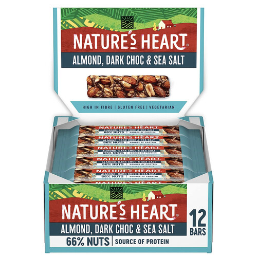 Nature's Heart Sea Salt, Dark Choc & Almond Nut Bar 35g