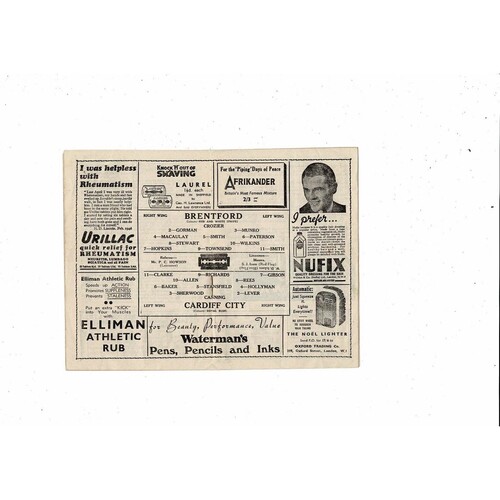 1946/47 Brentford v Cardiff City FA Cup Football Programme