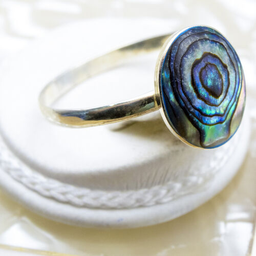 Abalone Shell Set on 925 Sterling Silver Ring