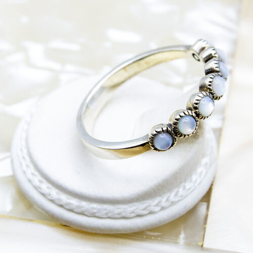 Half Eternity Style Ladies Silver Ring