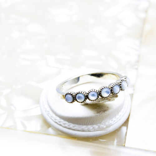 Half Eternity Style Ladies Silver Ring