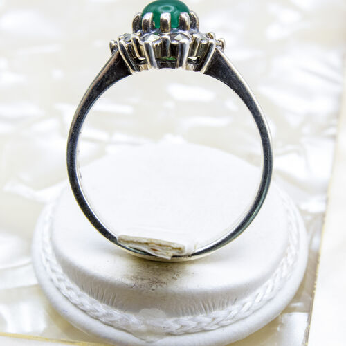Green Chalcedony and Marcasite Set on 925 Sterling Silver Ring