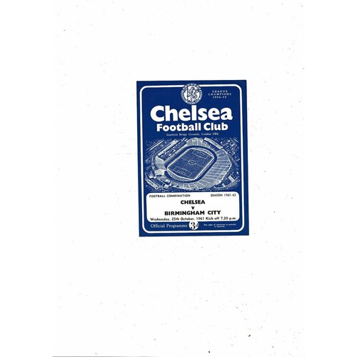 Chelsea v Birmingham City Football Combination Programme 1961/62